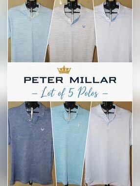 Peter Millar Polo Bundle Mens Large Lot 5 Summer Comfort & Crown Crafted.